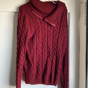 Burgundy Turtle neck zip up sweater dress